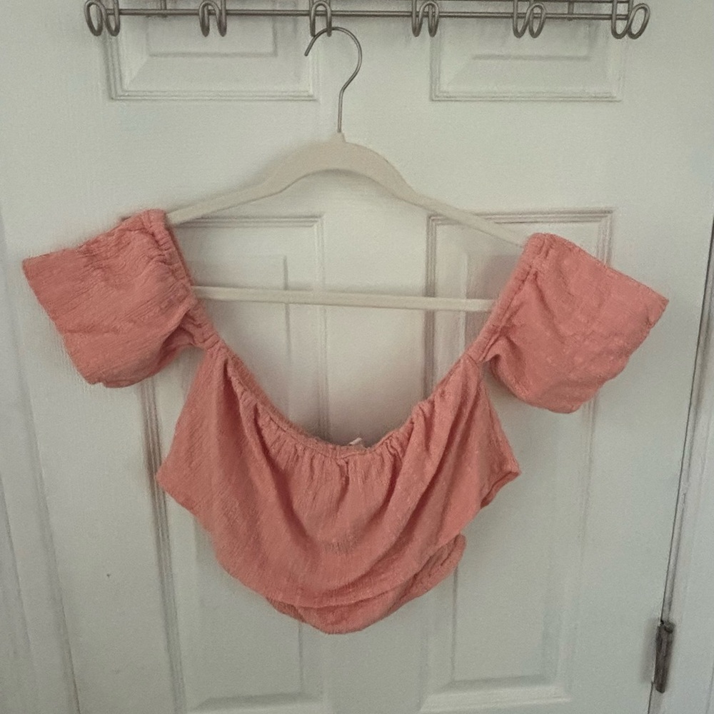 Roxy Coral Off-Shoulder Crop Top